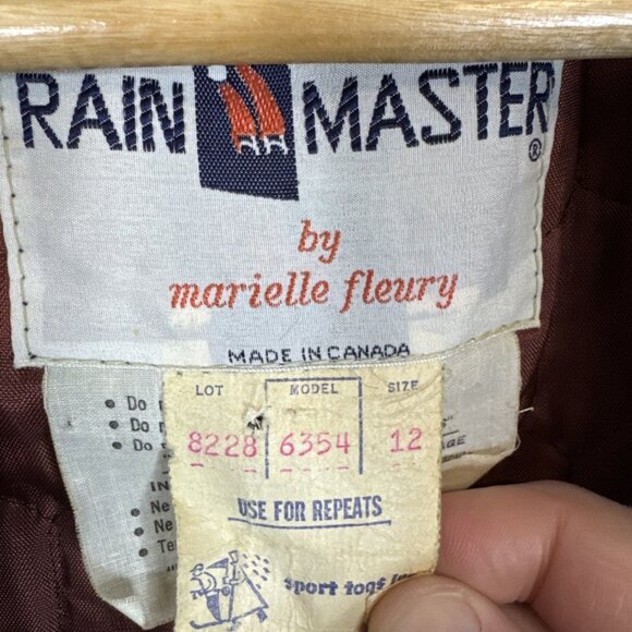 Vintage Marielle Fleury Wool Tweed Coat Faux Shearling Trim Belted Women 12 60s - Picture 6 of 9